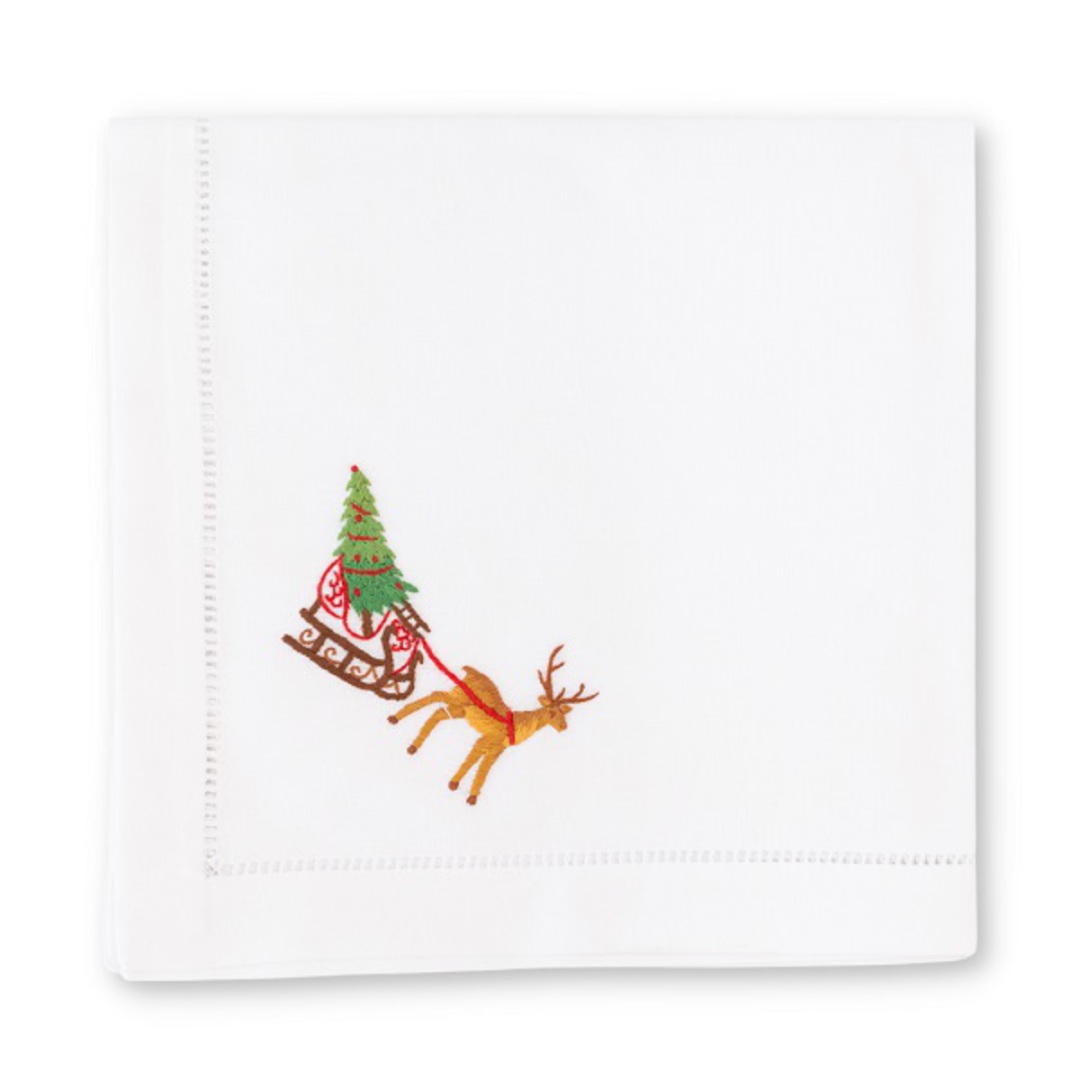 Cotton Napkin 40cm, Deer with Sleigh image 2